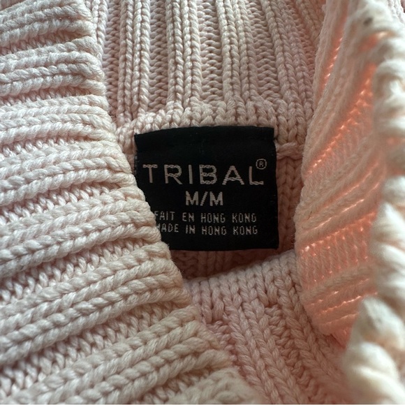 Vintage Tribal Baby Pink Coquette Knit Crocheted Mock Neck Sweater - Picture 6 of 6